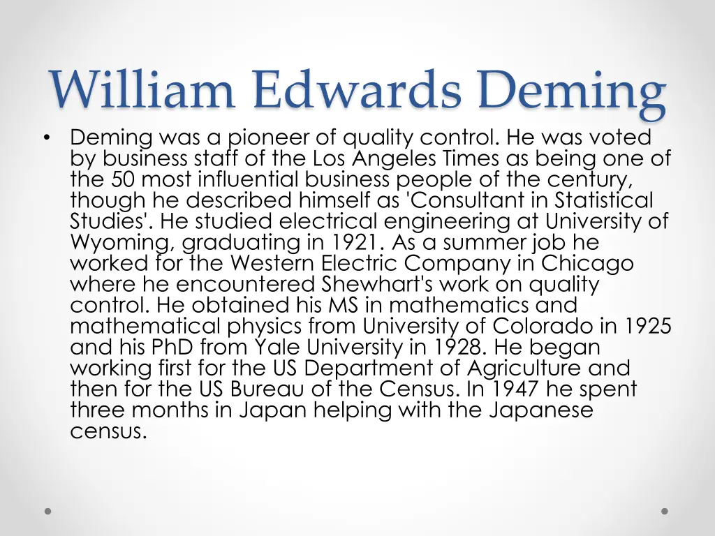 william edwards deming deming was a pioneer