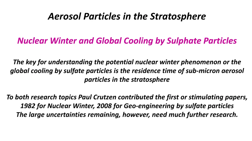 aerosol particles in the stratosphere