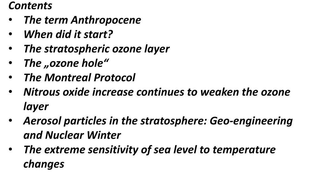 contents the term anthropocene when did it start