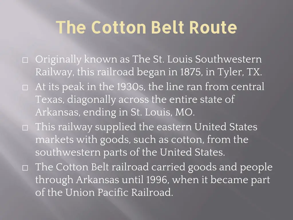 the cotton belt route the cotton belt route