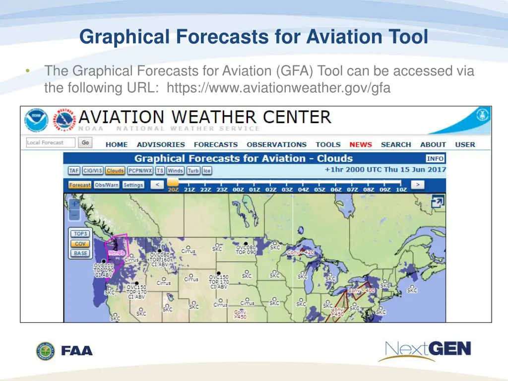 graphical forecasts for aviation tool