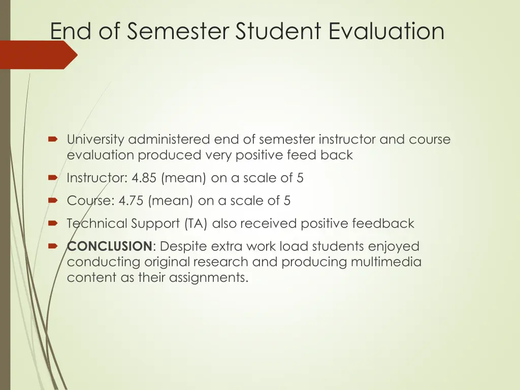 end of semester student evaluation