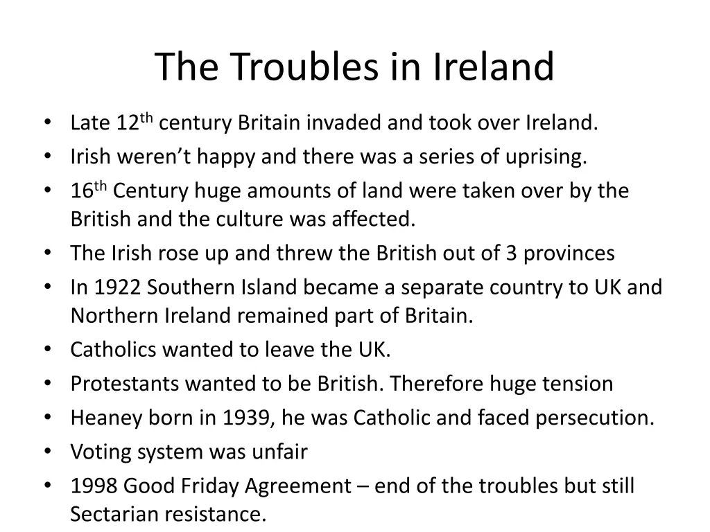 the troubles in ireland