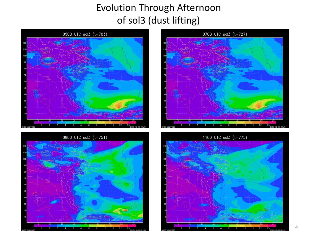 evolution through afternoon of sol3 dust lifting