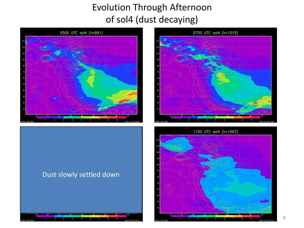 evolution through afternoon of sol4 dust decaying 1