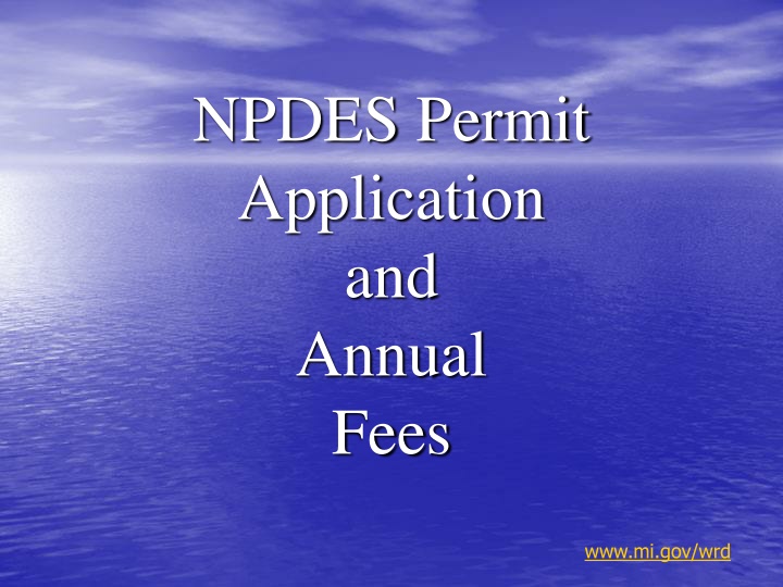 npdes permit application and annual fees