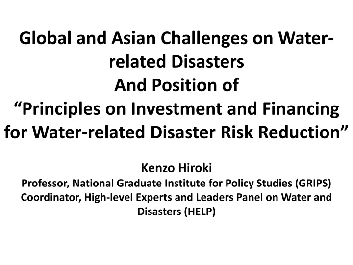 global and asian challenges on water related