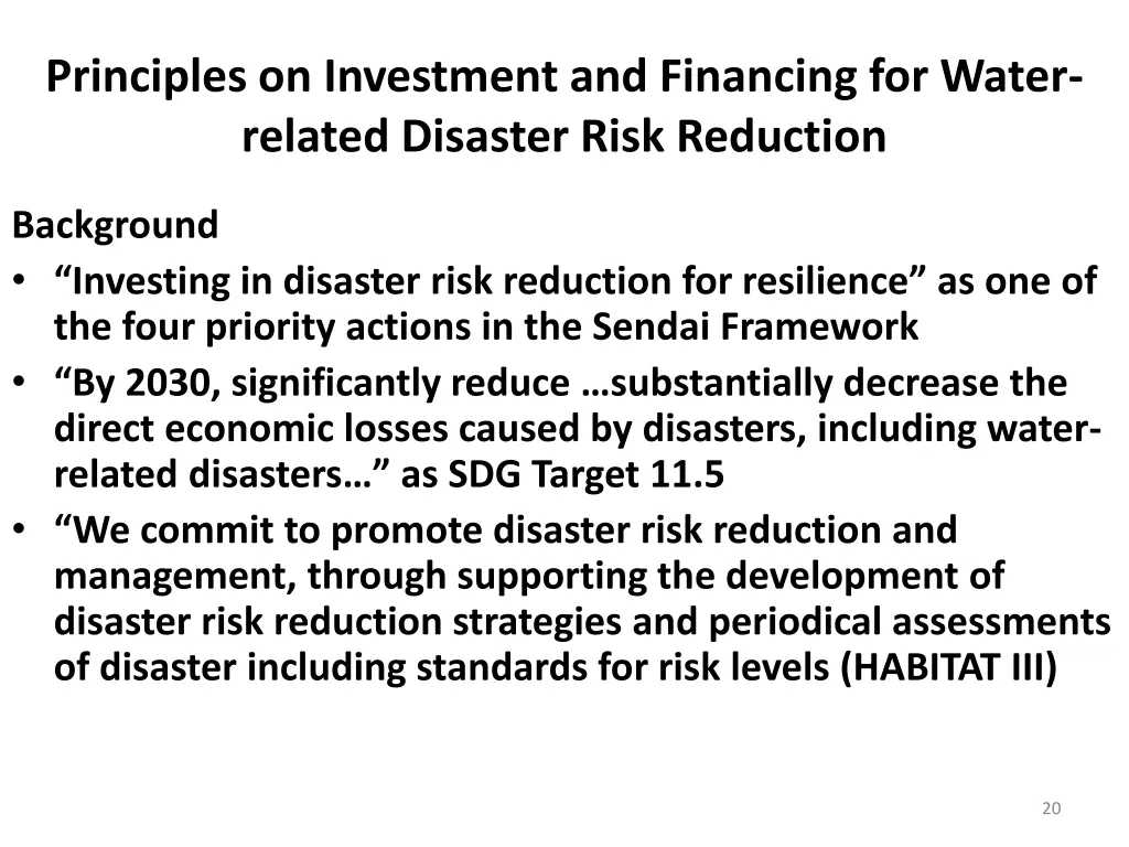 principles on investment and financing for water 1