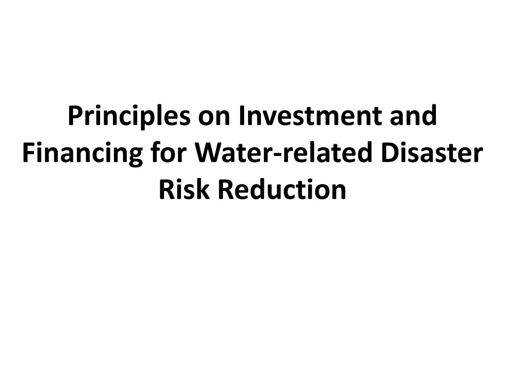 principles on investment and financing for water