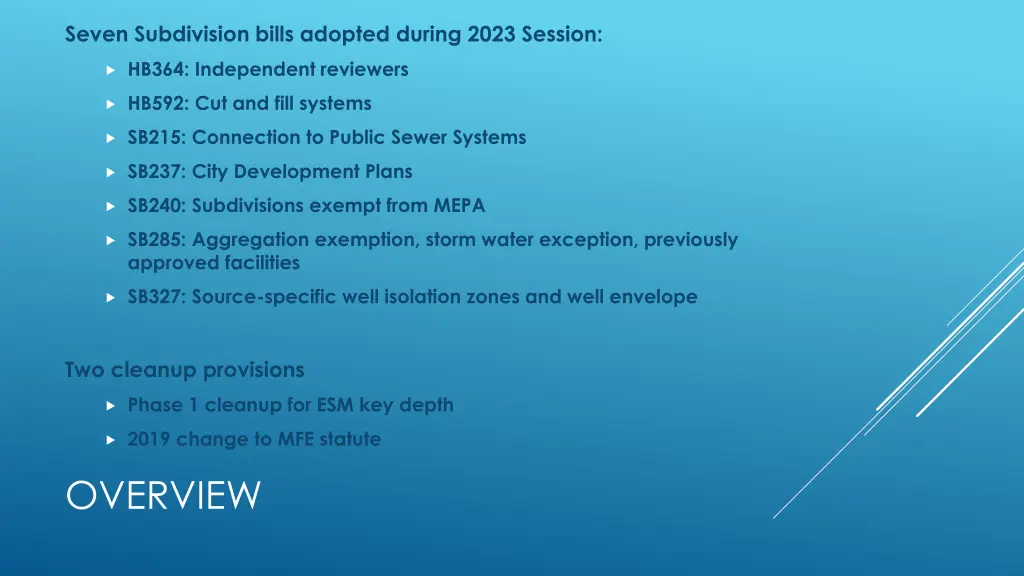 seven subdivision bills adopted during 2023