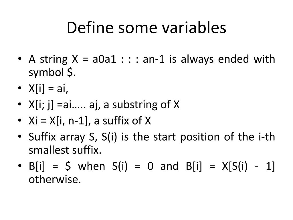 define some variables