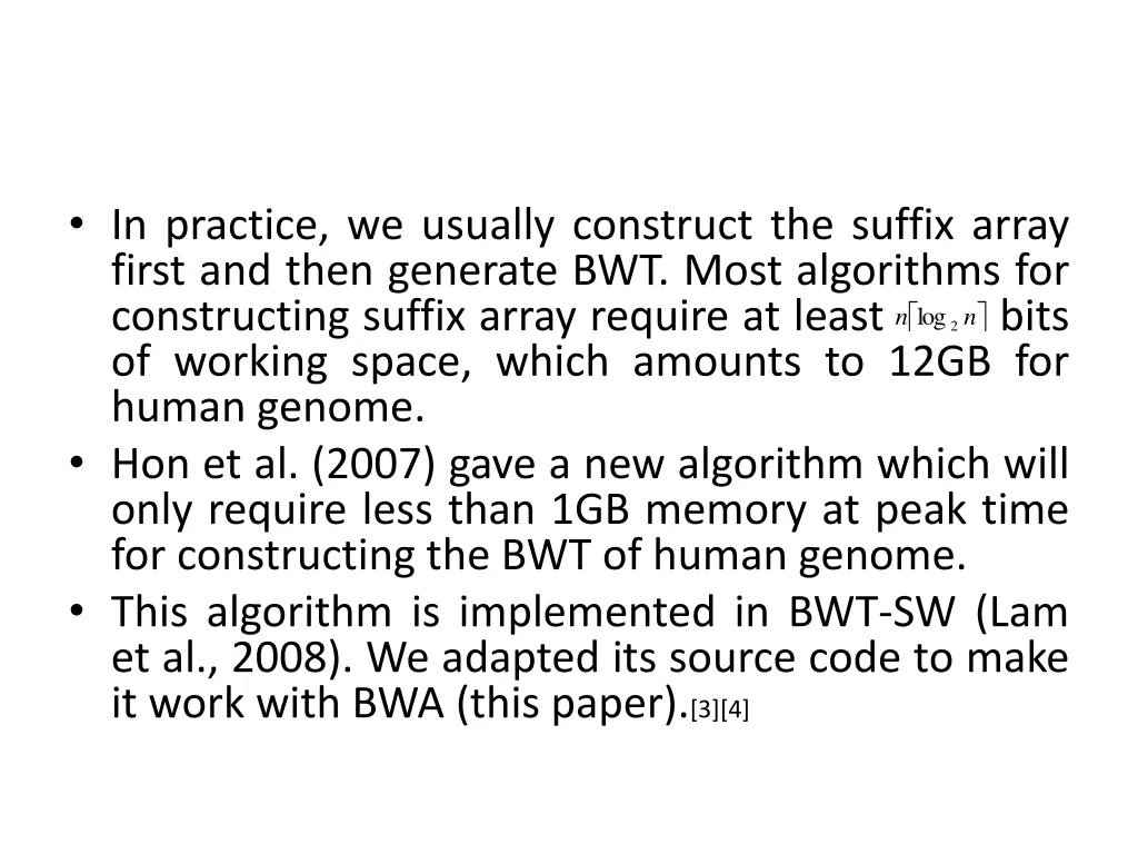 in practice we usually construct the suffix array