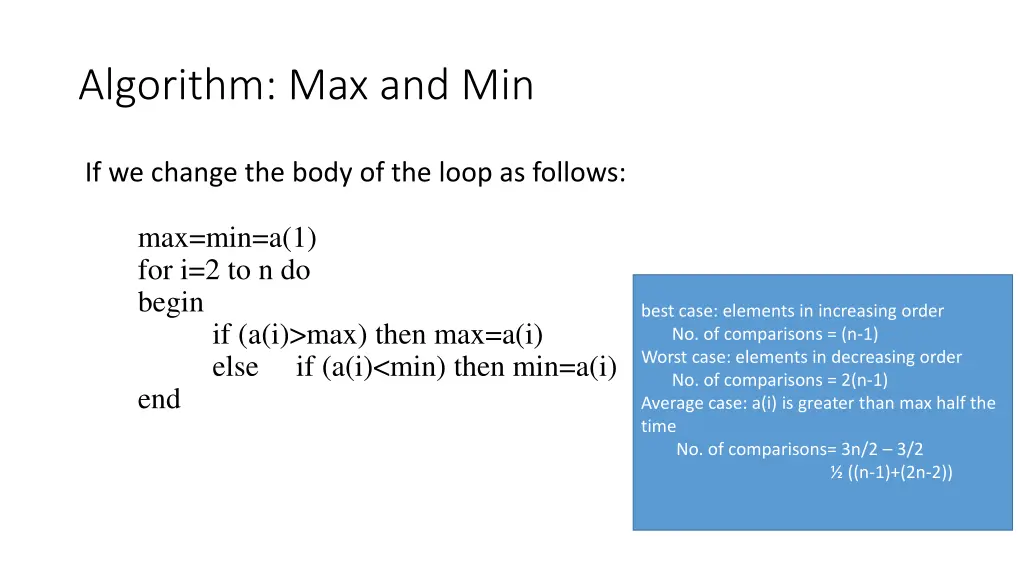 algorithm max and min 1