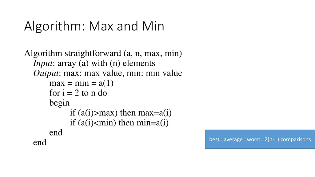 algorithm max and min