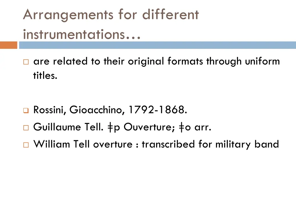 arrangements for different instrumentations