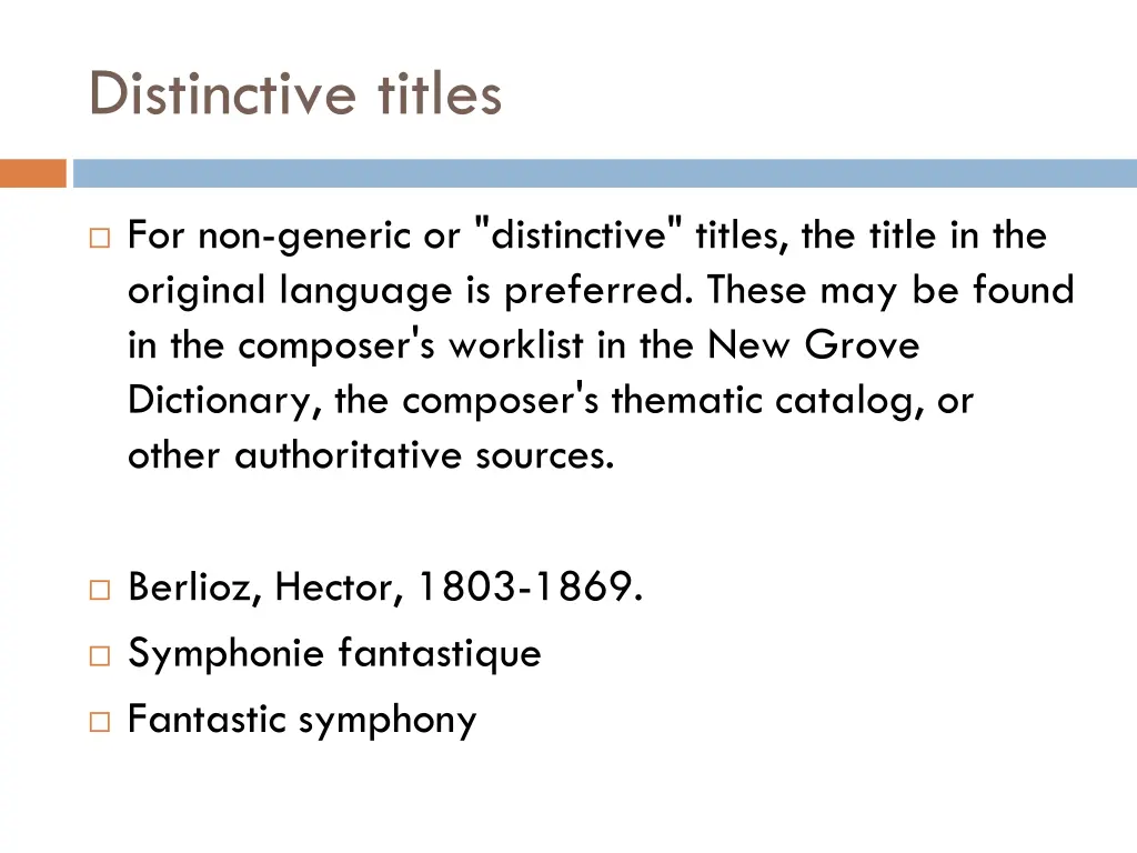 distinctive titles