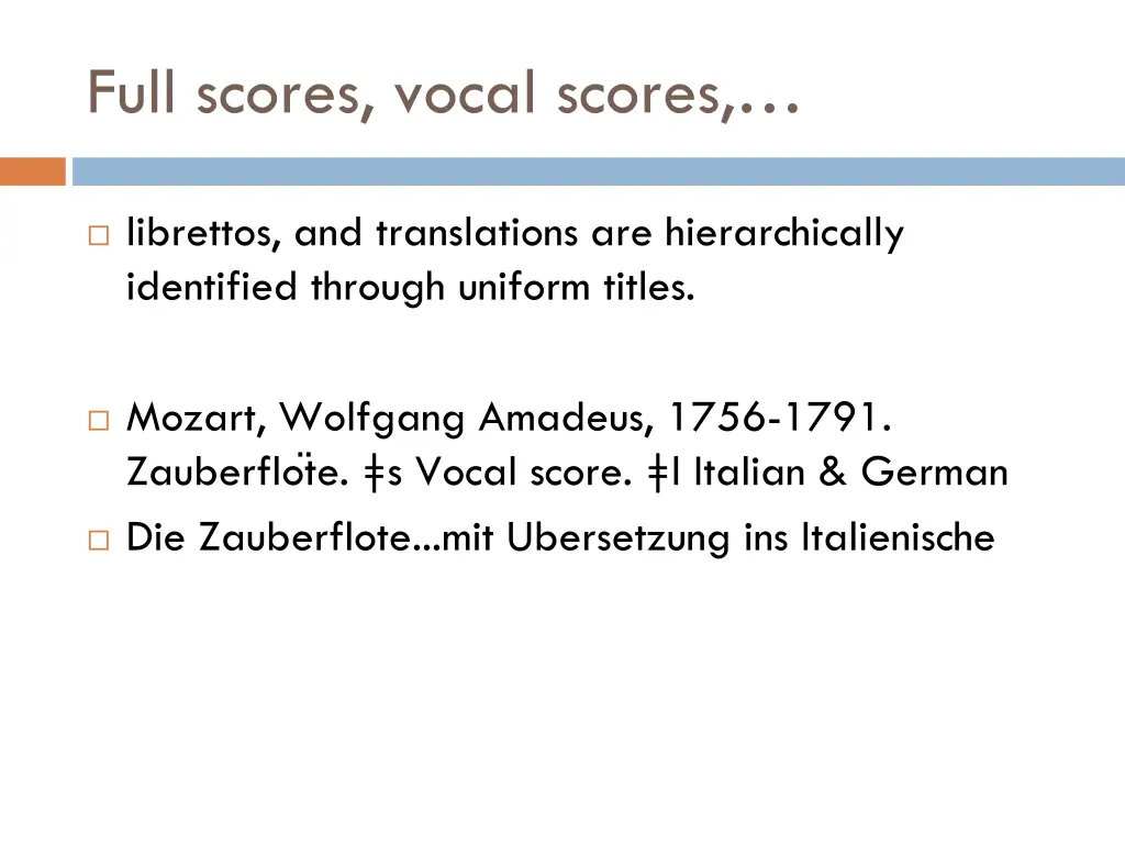 full scores vocal scores