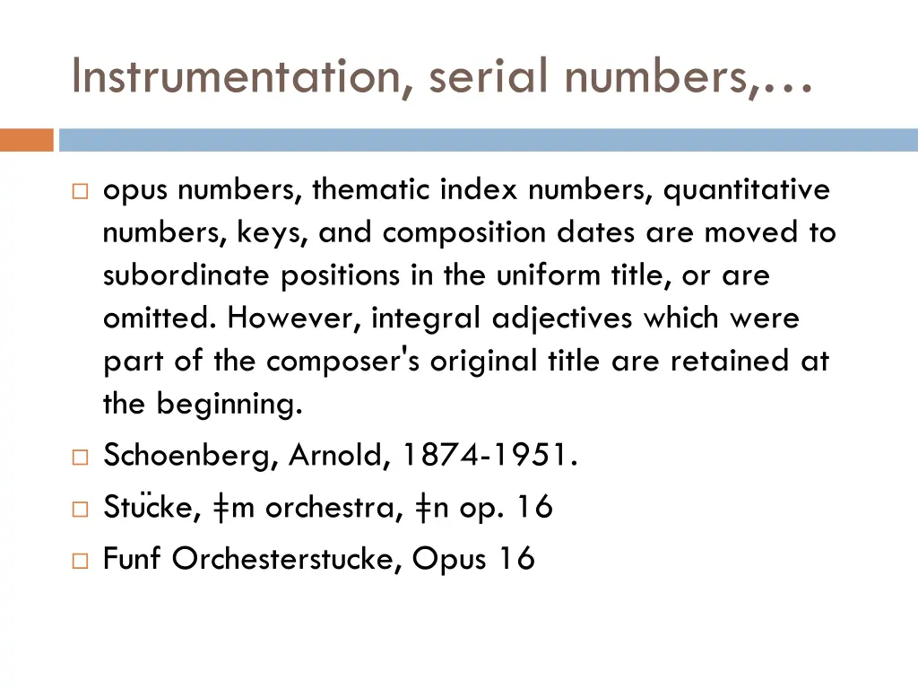 instrumentation serial numbers