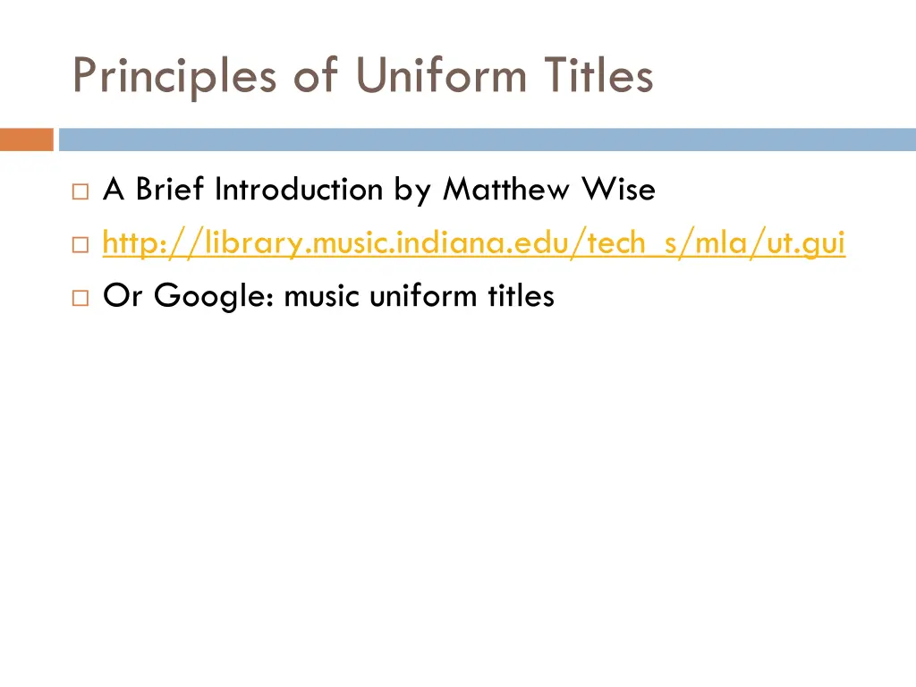 principles of uniform titles