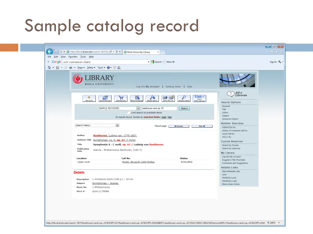 sample catalog record