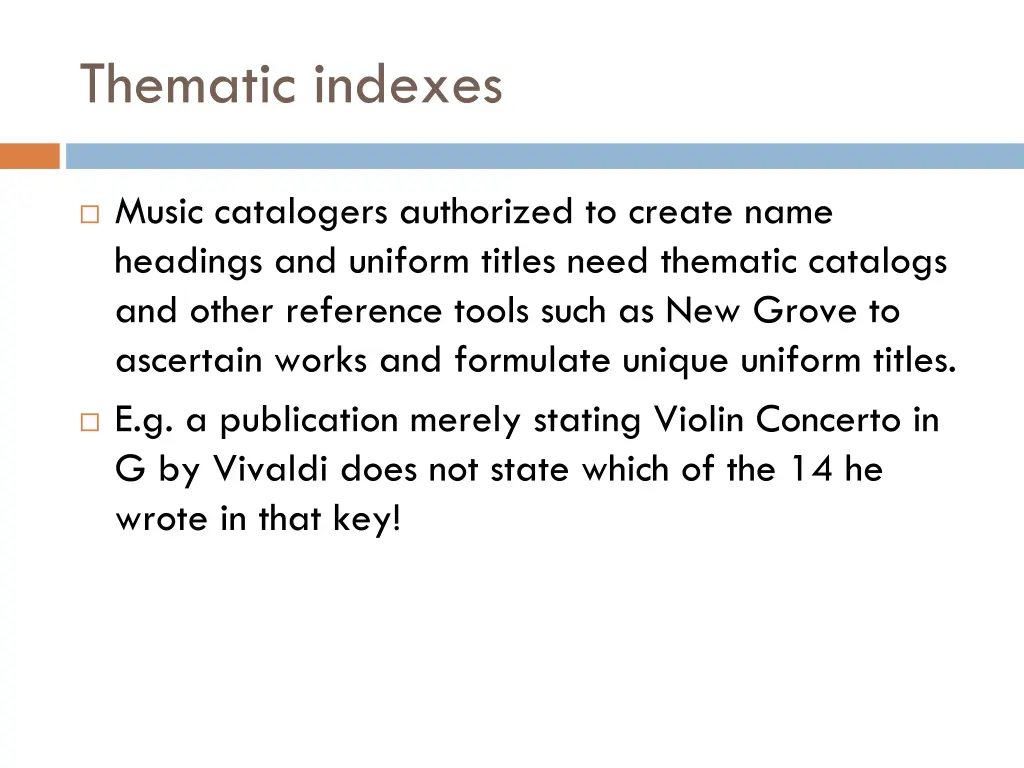 thematic indexes 1