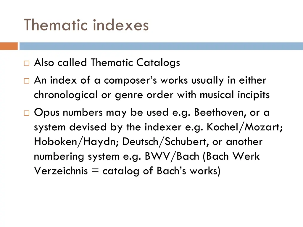 thematic indexes