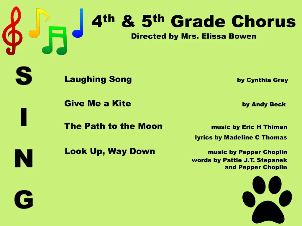 4 th 5 th grade chorus directed by mrs elissa