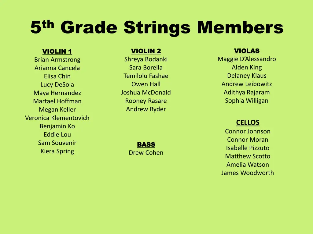 5 th grade strings members