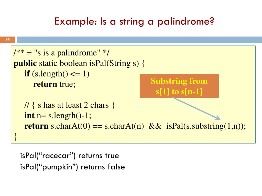 example is a string a palindrome