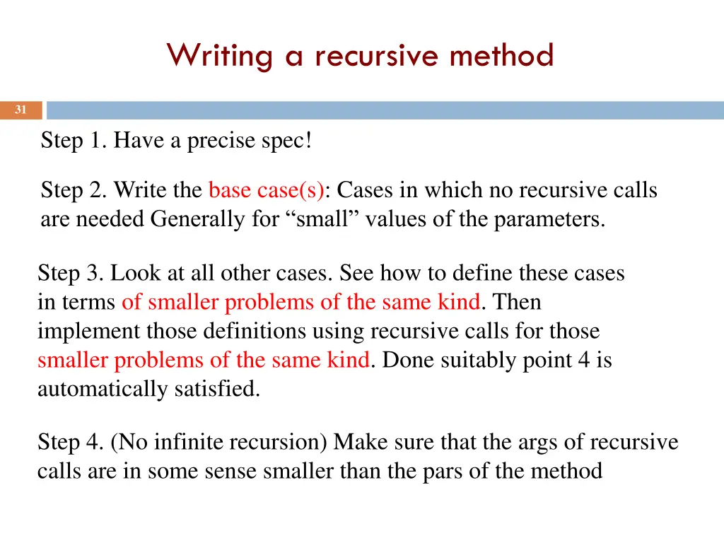 writing a recursive method