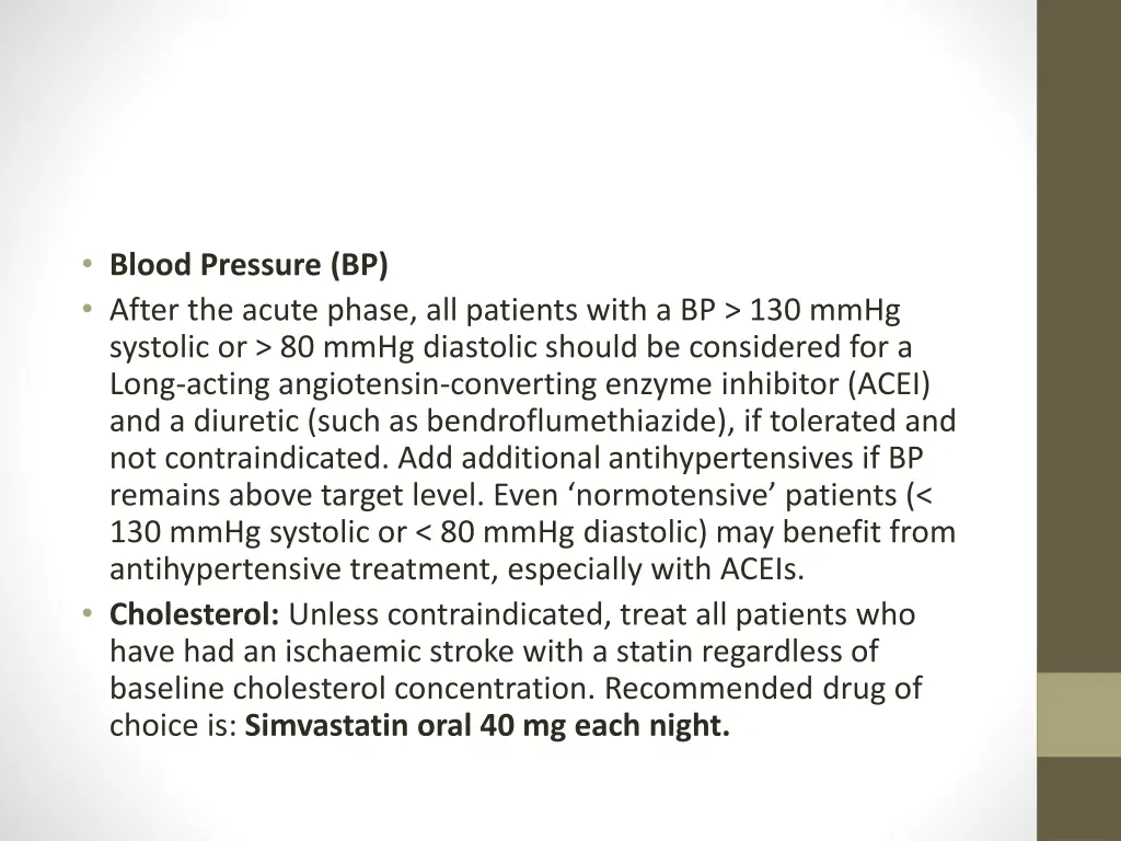 blood pressure bp after the acute phase