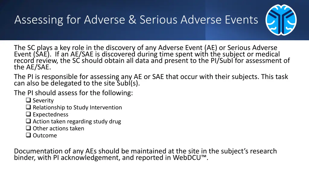 assessing for adverse serious adverse events