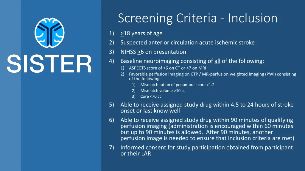 screening criteria inclusion