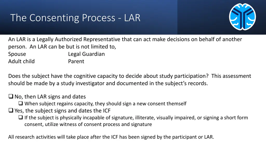 the consenting process lar