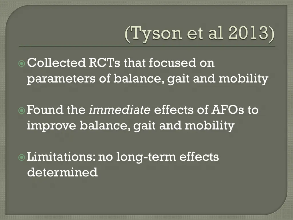 collected rcts that focused on parameters