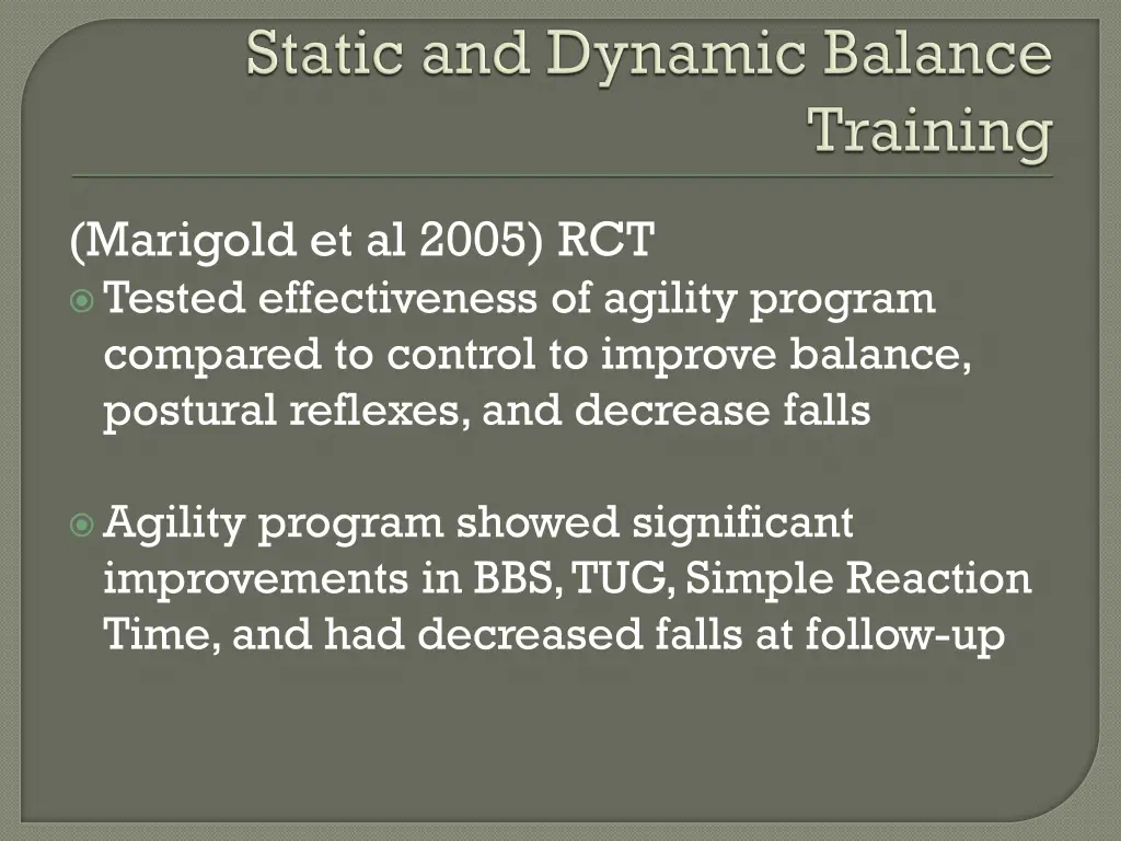 marigold et al 2005 rct tested effectiveness