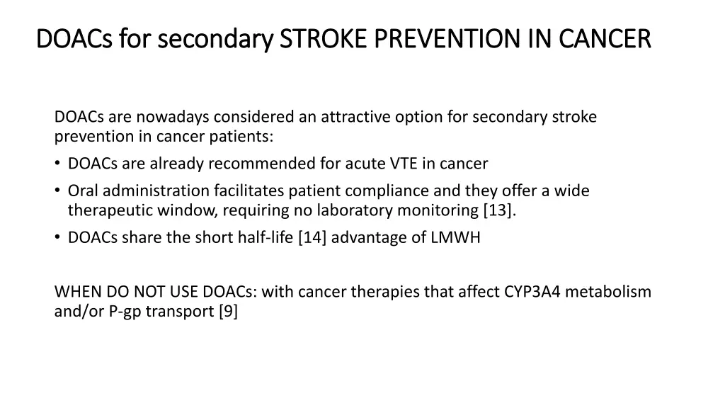 doacs for secondary stroke prevention in cancer