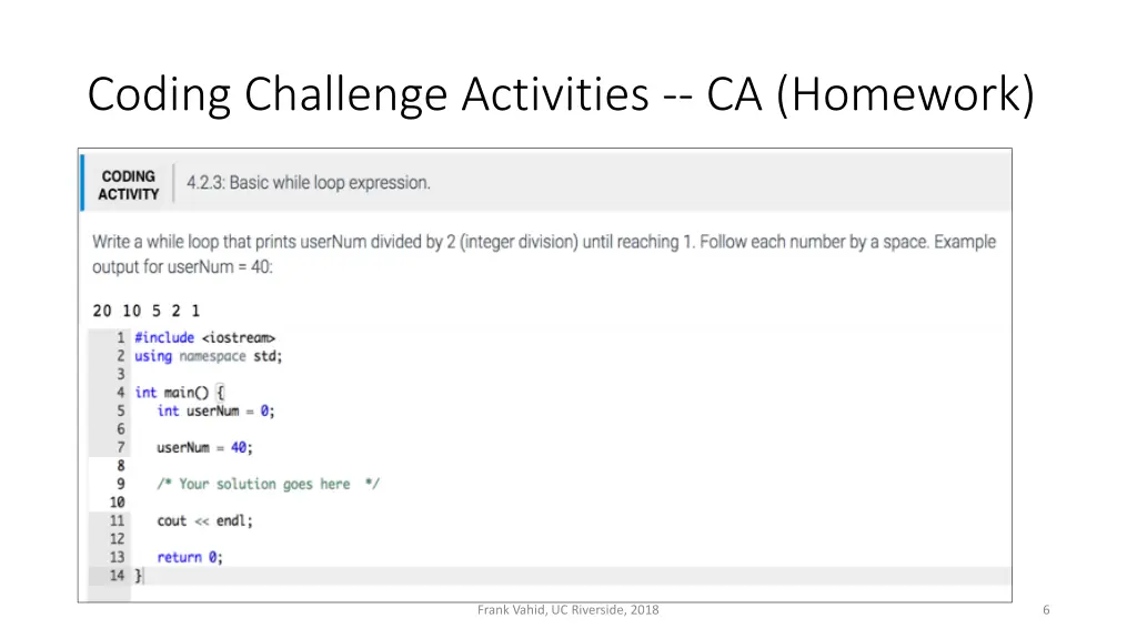 coding challenge activities ca homework