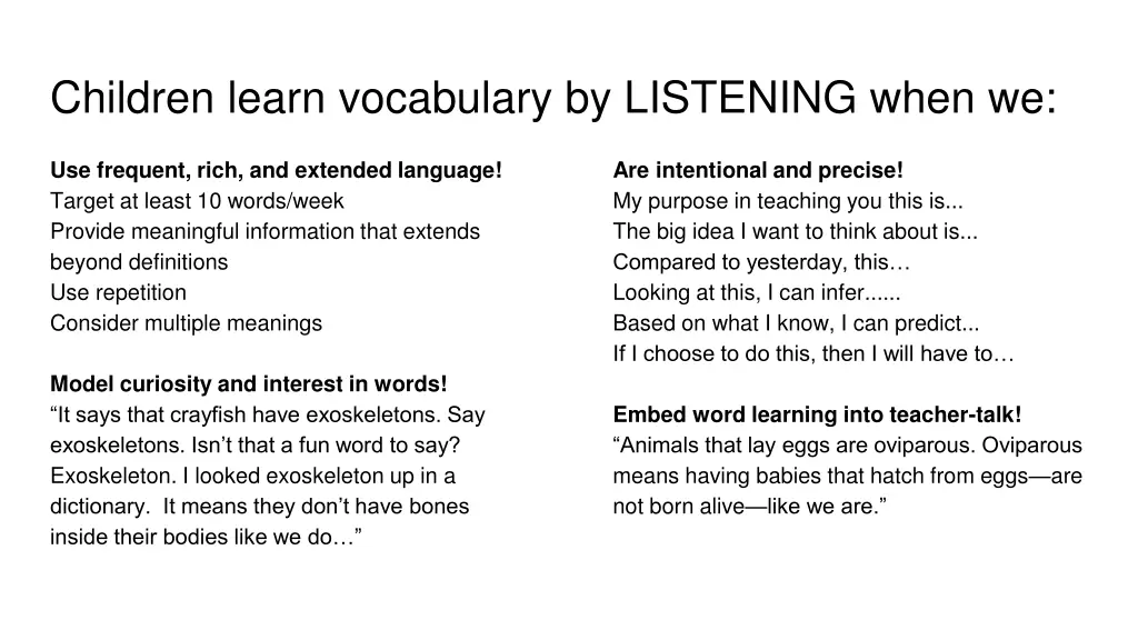 children learn vocabulary by listening when we