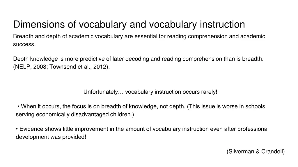 dimensions of vocabulary and vocabulary