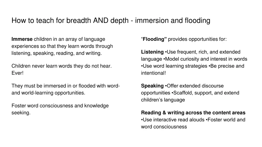 how to teach for breadth and depth immersion