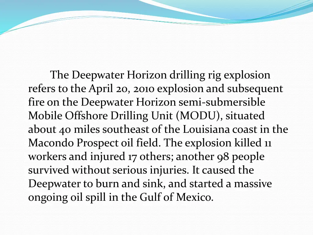 the deepwater horizon drilling rig explosion