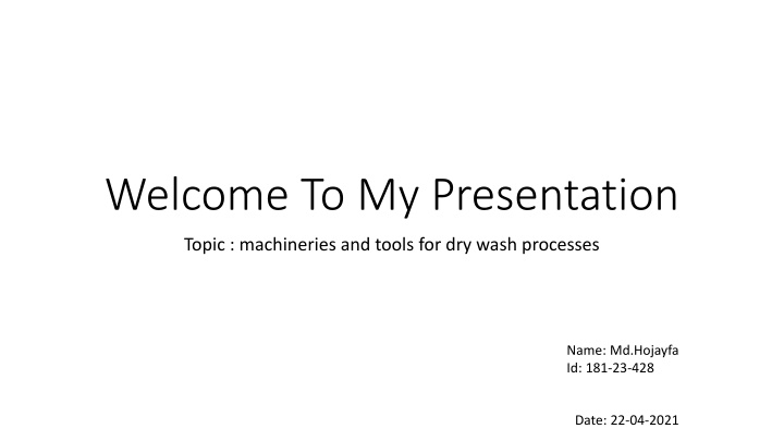 welcome to my presentation