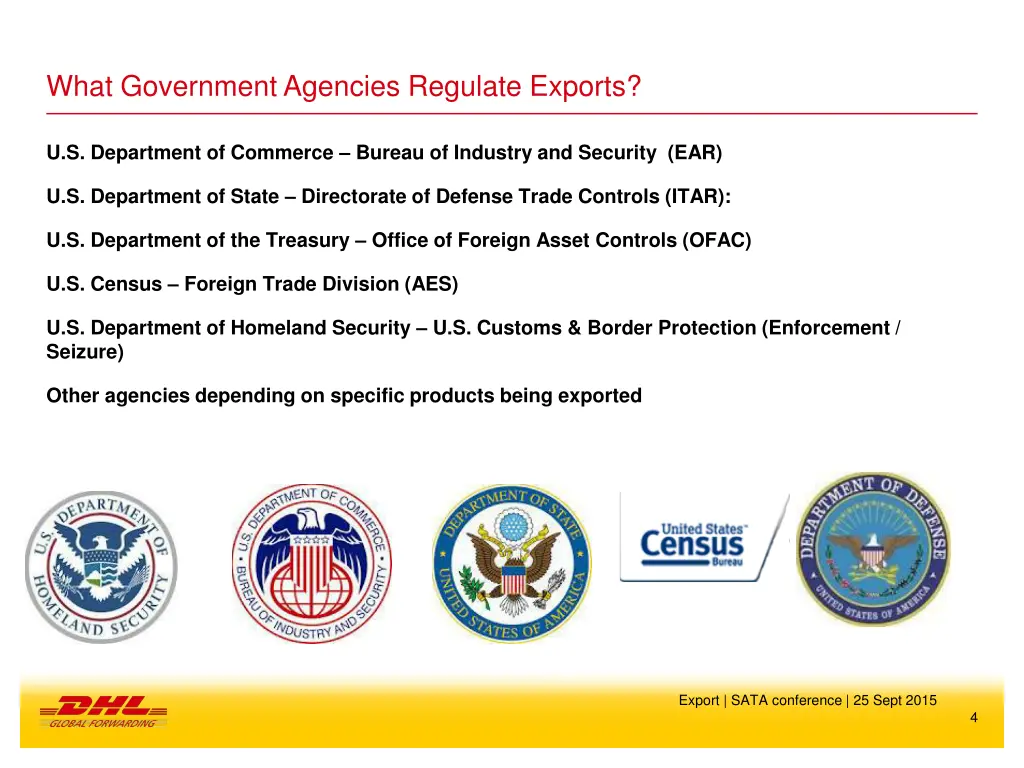 what government agencies regulate exports