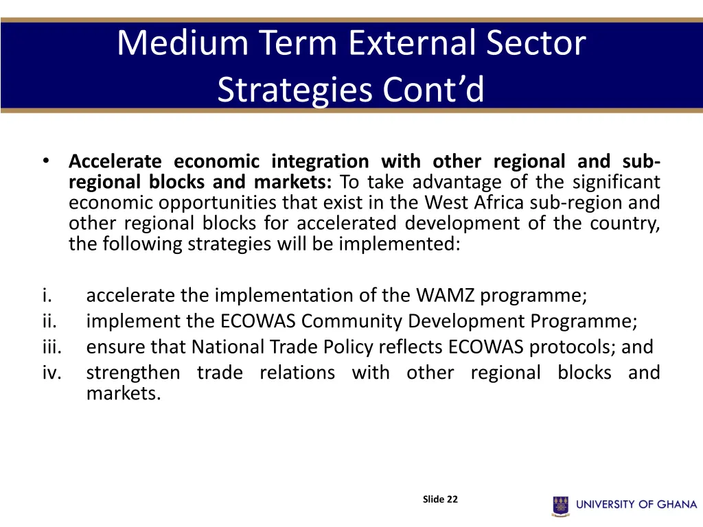 medium term external sector strategies cont d