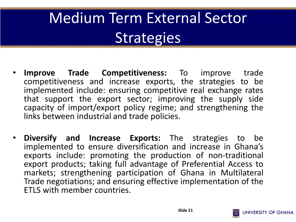 medium term external sector strategies