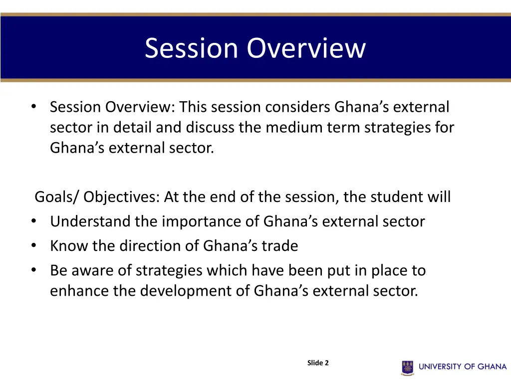 session overview