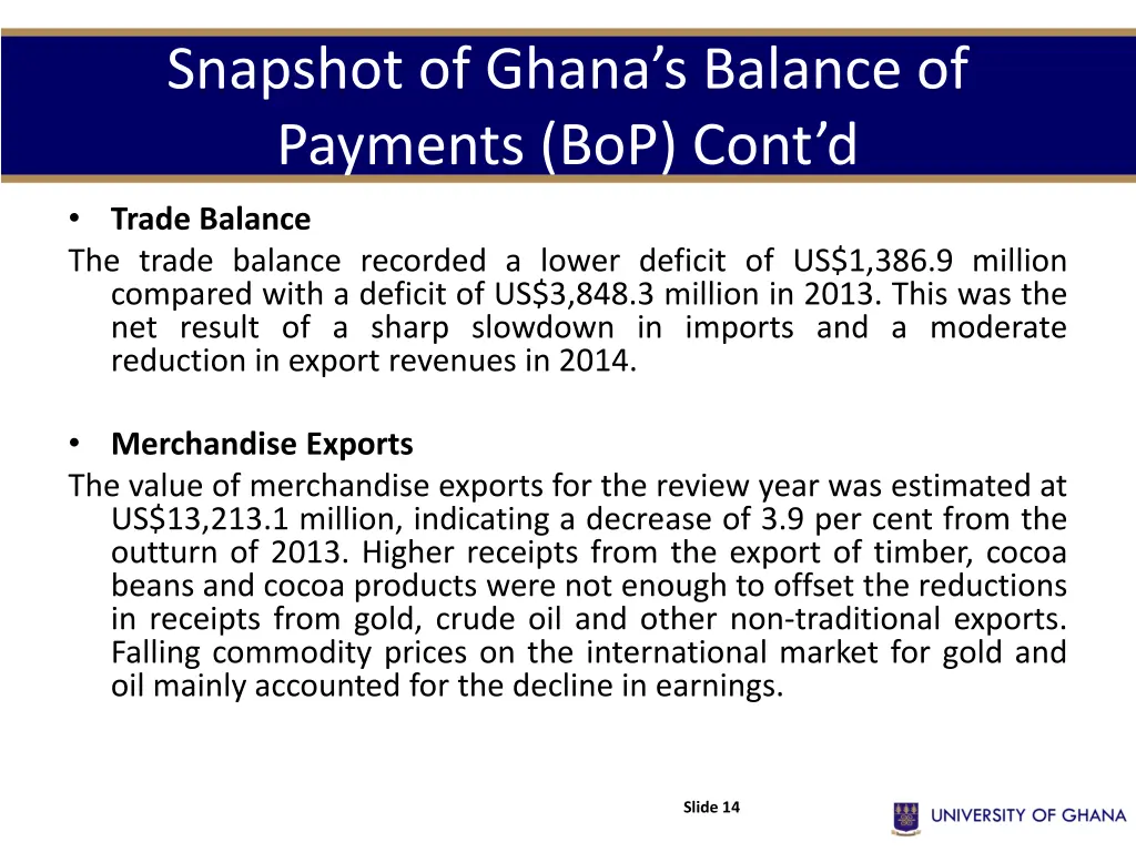 snapshot of ghana s balance of payments bop cont d