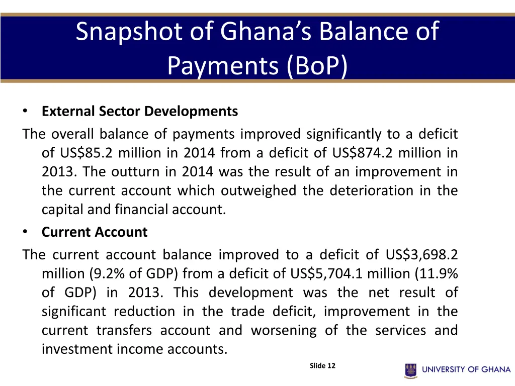 snapshot of ghana s balance of payments bop