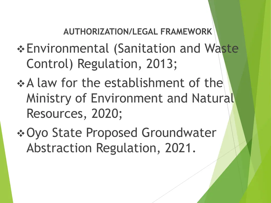 authorization legal framework environmental